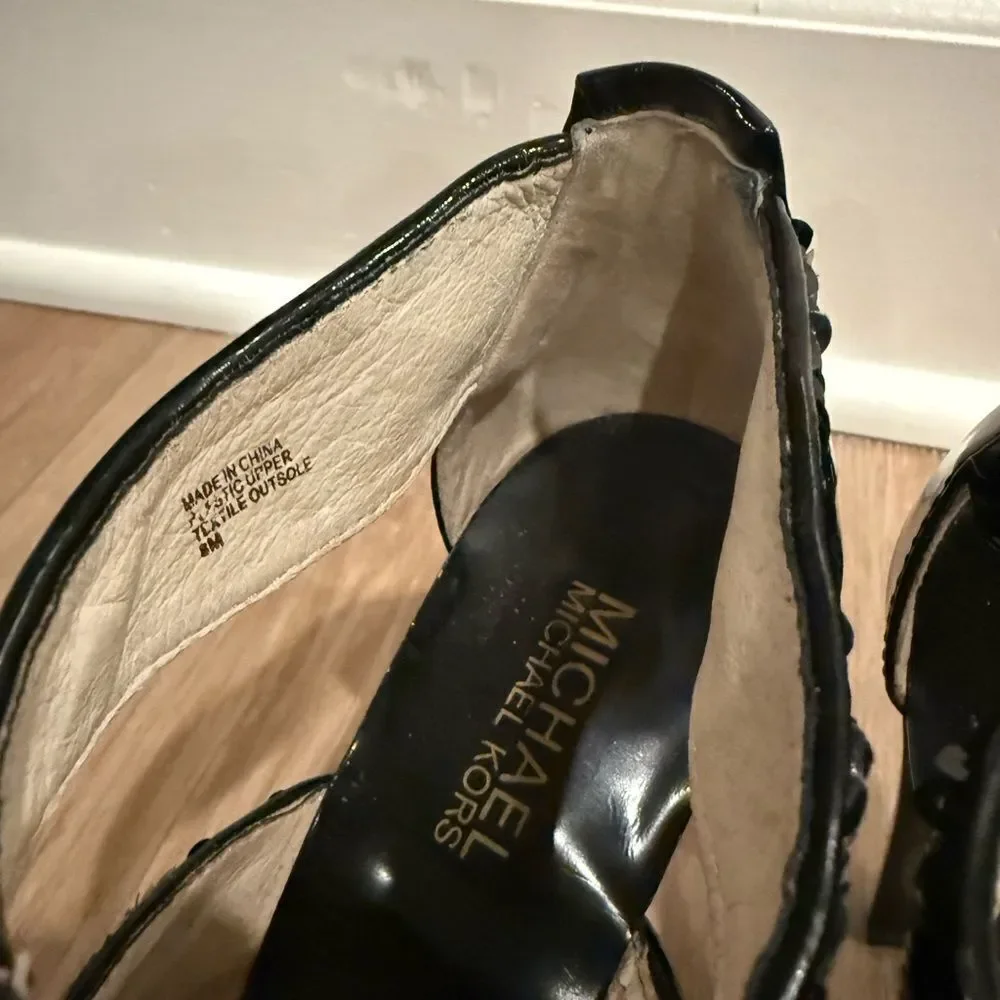 Michael Kors Black Sequence Heels with gold zipper